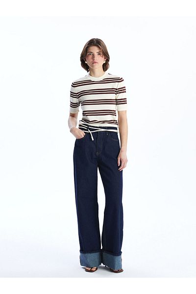 LC Waikiki Lcw Crew Neck Striped Women's Knitwear Sweater Fast Fashion