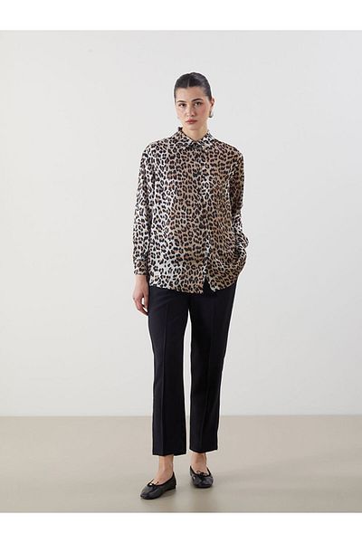 LC Waikiki Leopard Patterned Satin Women's Shirt Tunic