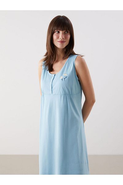 LC Waikiki New Season U Neck Floral Embroidered Maternity Nightdress - S5Hq76Z8