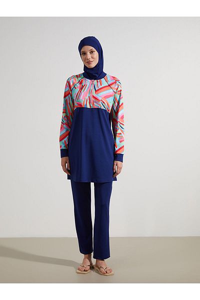 LC Waikiki New Season College Collar Patterned Women's Hijab Swimsuit Set - S5Io46Z8