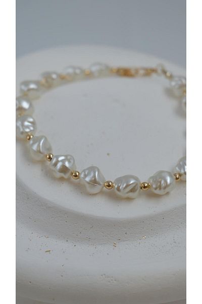 Jerie Round Baroque Pearl Appearance Bead Anklet