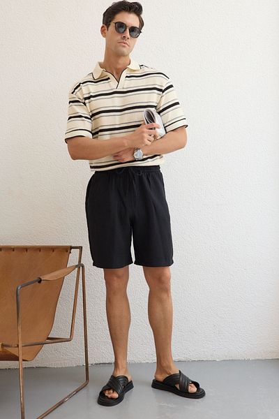 Livio Ferri Kuryu Men's Muslin Shorts Comfortable Fit 100% Cotton Breathable Texture