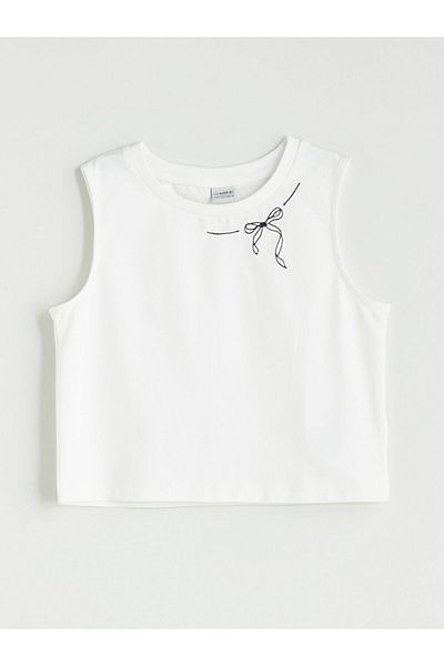 LC Waikiki Lcw Crew Neck Bow Detailed Girls' Crop Tank Top