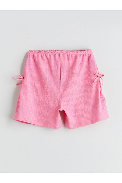 LC Waikiki Pink Girl's Shorts with Elastic Waist and Bow Detail