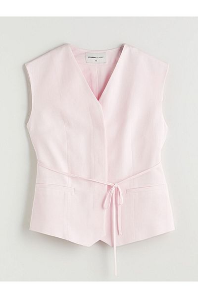 LC Waikiki V-Neck Linen Blended Women's Classic Vest