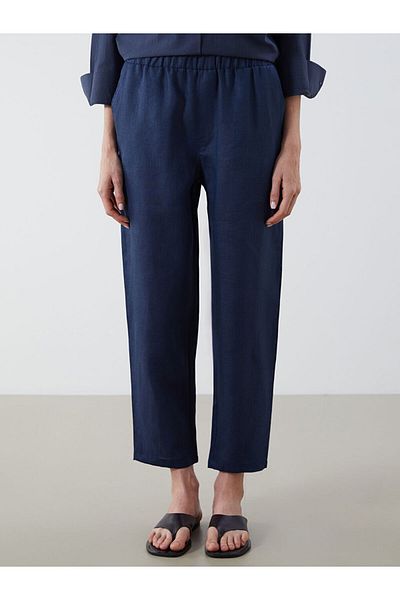 LC Waikiki New Season Elastic Waist Linen Women's Trousers - S5O265Z8