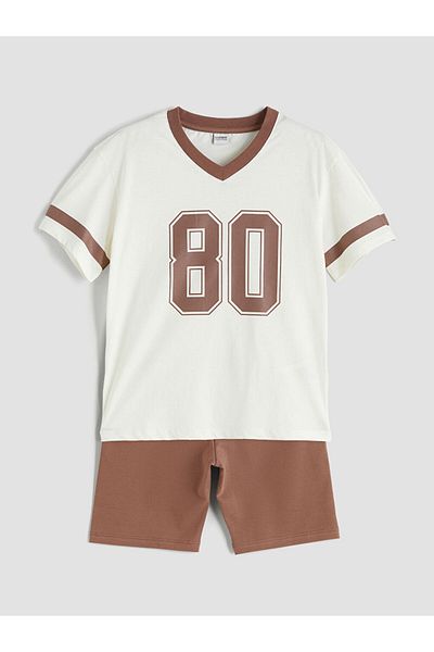 LC Waikiki V-Neck Girl's T-Shirt and Leggings