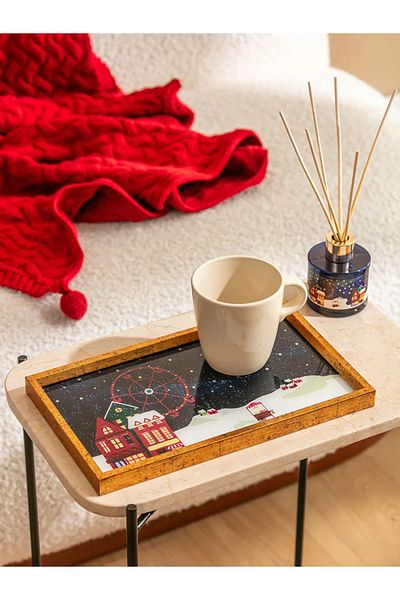 LC Waikiki Lcw Home Blue New Year Themed Decorative Tray 18X30 cm