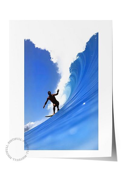 Postifull Frameless Wall Poster, Surfing on the Sea, Photo, Blue Color Poster, 2025 Summer Selection, No:109605