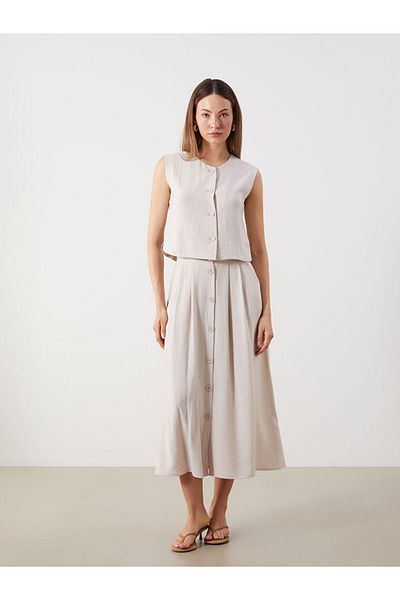 LC Waikiki Alegări strălucitoare din magazinul Shining |   Vestă de damă texturată cu decolteu bej