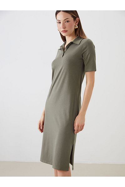 LC Waikiki Black Polo Neck Slit Dress