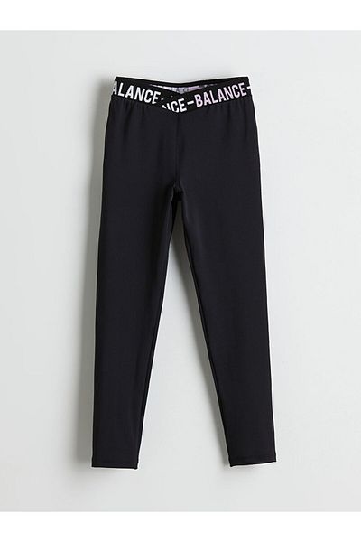 LC Waikiki Black Printed Girl's Long Leggings