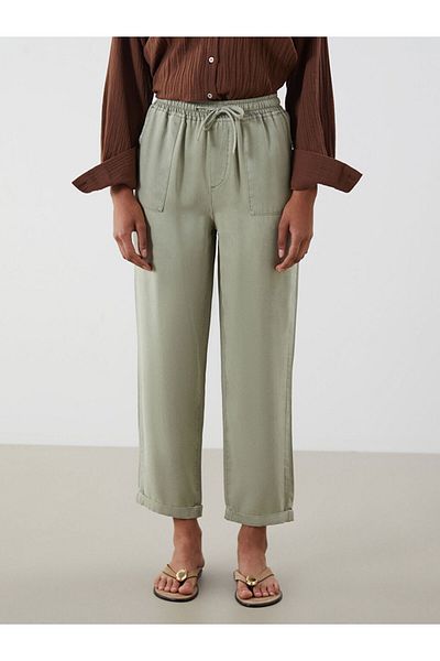 LC Waikiki Elastic Waist Paperbag Women's Jean Trousers