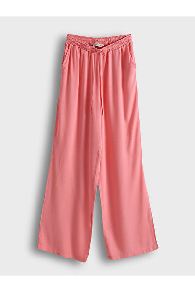 LC Waikiki Pink Elastic Waist Satin Women's Trousers