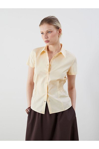 LC Waikiki Yellow Gathered Women's Shirt