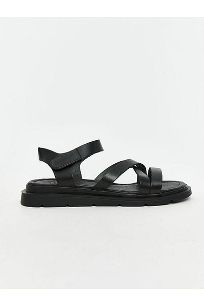 LC Waikiki Koor Black Leather Look Women's Sandals