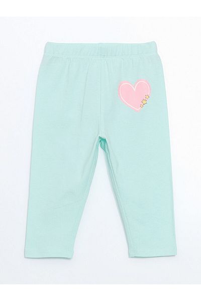 LC Waikiki Girls' Leggings with Elastic Waist and Heart Print
