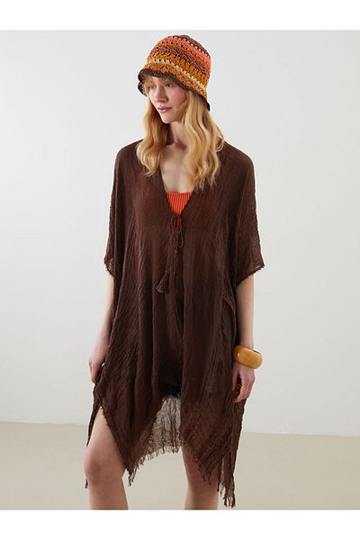 LC Waikiki Brown Shawl Collar Woman's Kimono