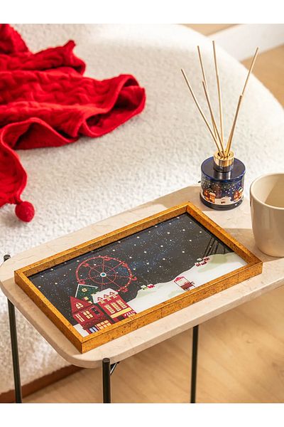 LC Waikiki Lcw Home Blue New Year Themed Decorative Tray 18X30 cm