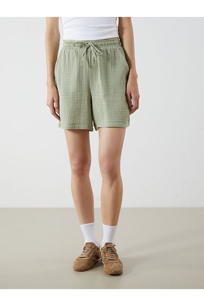 LC Waikiki Elastic Waist Textured Muslin Women's Shorts