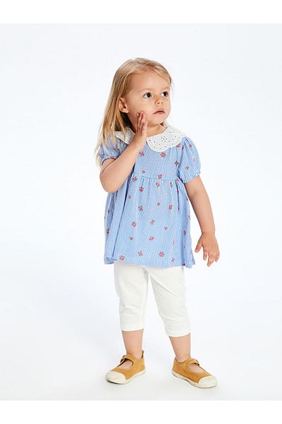 LC Waikiki Floral Ruffle Girls Blouse and Leggings 2-Piece