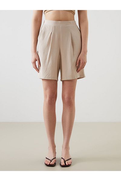 LC Waikiki New Season Women's Shorts with Elastic Waist and Linen Blend - S5K573Z8
