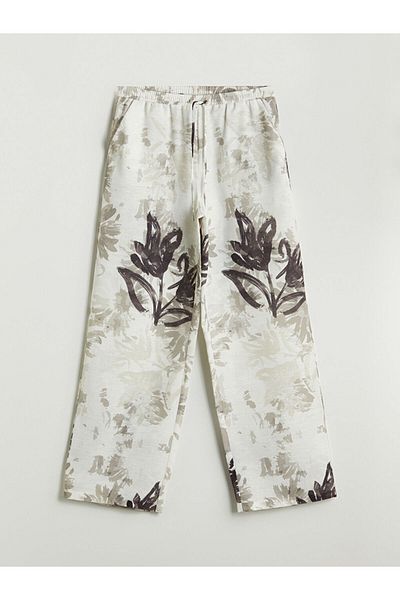 LC Waikiki Elastic Waist Floral Wide Leg Women's Trousers