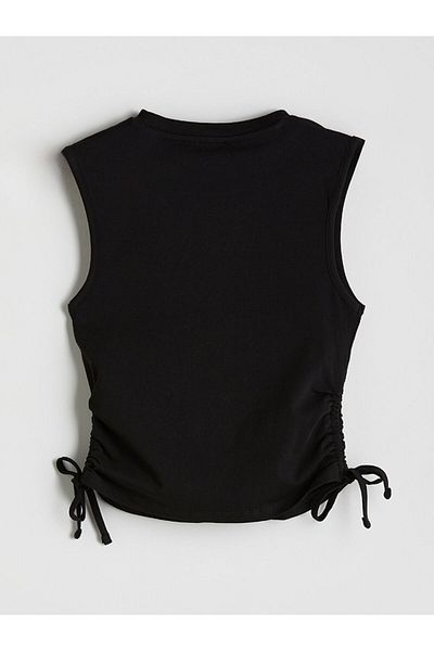 LC Waikiki Xside Black Crew Neck Gathered Women's Tank Top
