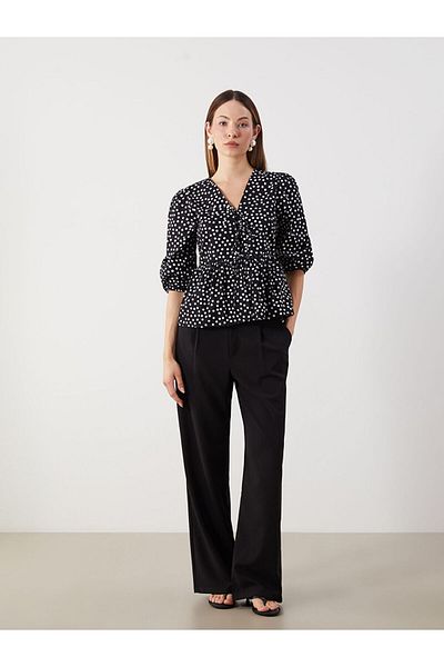 LC Waikiki V-Neck Polka Dot Blouse
