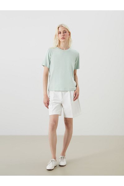 LC Waikiki Pastel Green Crew Neck Embroidered Women's T-Shirt