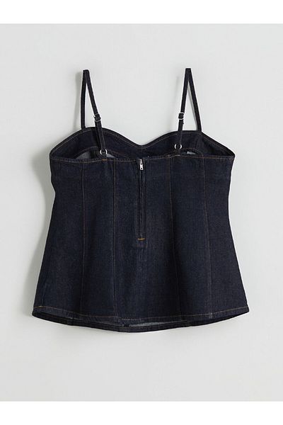 LC Waikiki Heart Collar Strap Jean Blouse