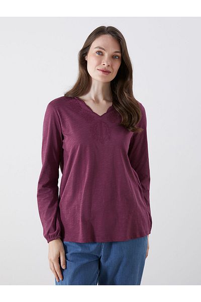 LC Waikiki Lcw V Neck Embroidered Blouse