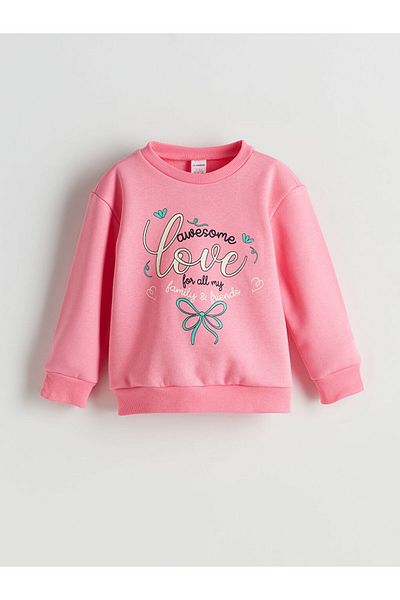 LC Waikiki Crew Neck Text Printed Girl's Sweatshirt