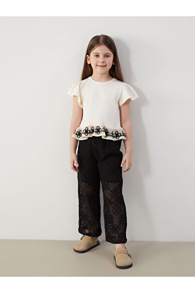 LC Waikiki Quality Pieces from Çelebi Store Lace Girl's Pants with Waist Cord
