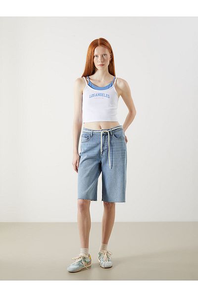 LC Waikiki Xside White U-Neck Double-Look Strap Crop