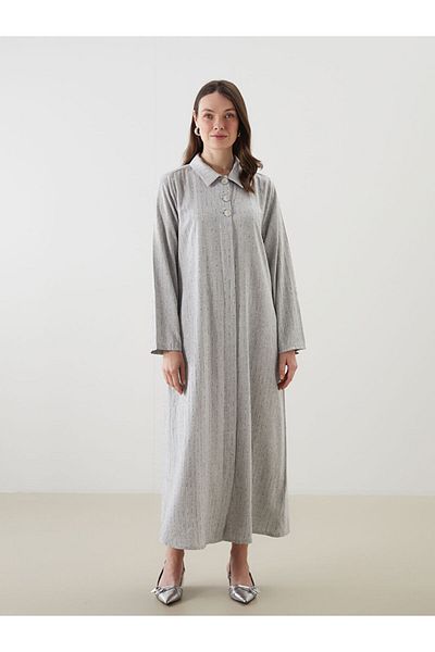 LC Waikiki New Season Striped Linen Look Shirt Dress - S5Mk00Z8