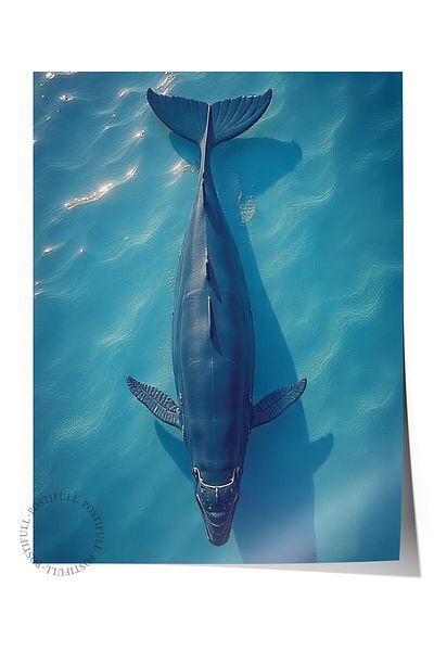 Postifull Frameless Wall Poster, Big Whale, Photo, Blue Color Poster, 2025 Summer Selection, No:109636