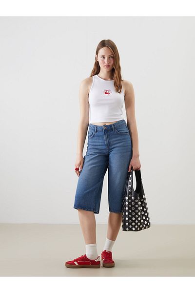 LC Waikiki Xside White Crew Neck Cherry Printed Women's Tank Top