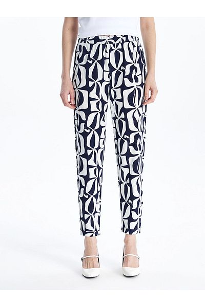 LC Waikiki Khaki Women's Patterned Pants with Elastic Waist