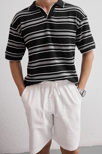 Livio Ferri Kuryu Men's Muslin Shorts Comfortable Fit 100% Cotton Breathable Texture