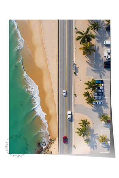 Postifull Frameless Wall Poster, Seaside, Photo, Green Color Poster, 2025 Summer Selection, No:109584