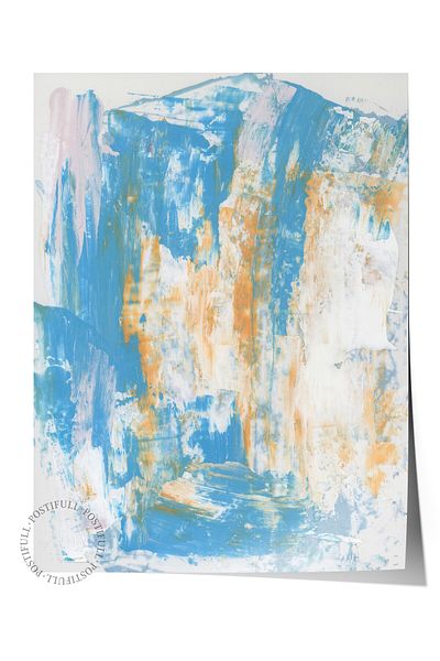 Postifull Poster de perete fără încadrare, abstract, culori, pictură acrilică, expresionist, albastru, culori de pământ Po