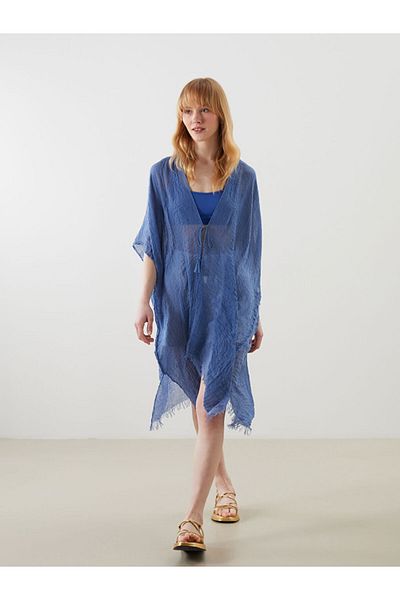 LC Waikiki Blue Shawl Collar Women's Kimono