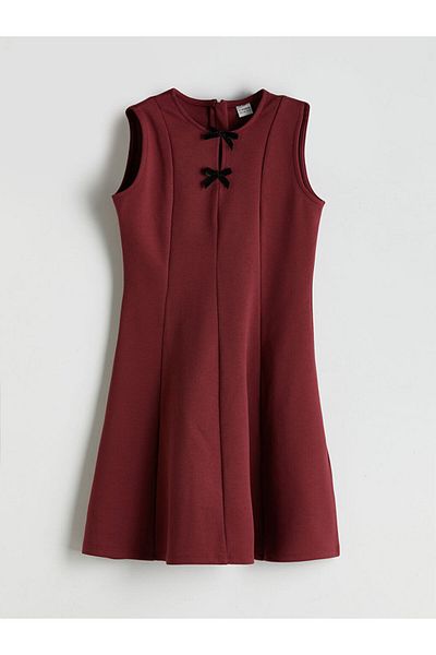 LC Waikiki Lcw Crew Neck Bow Detail Girls Dress Fast Fashion