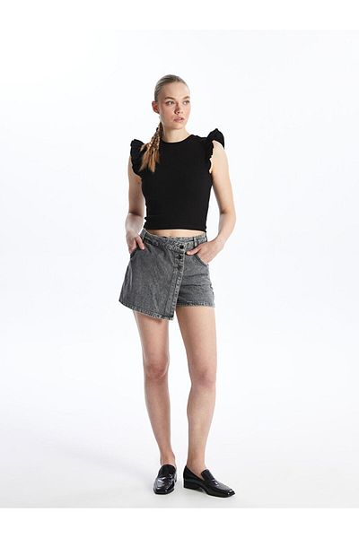 LC Waikiki Women's Standard Fit Straight Jeans Shorts Skirt
