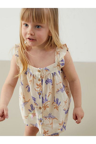 LC Waikiki Square Neck Floral Baby Girl Blouse and Shorts 2-Piece