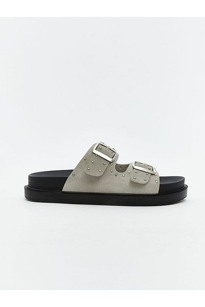 LC Waikiki Lcw Steps Beige Leather Look Stone Women's Slippers