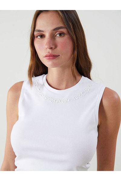 LC Waikiki Crew Neck Bead Embroidered Women's Tank Top