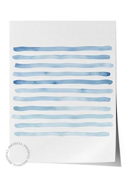 Postifull Frameless Wall Poster, Blue Lines, Illustration, Blue Color Poster, 2025 Summer Selection, No:109680