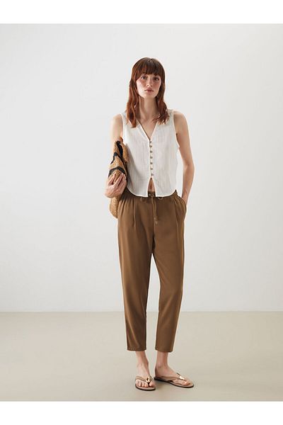 LC Waikiki Pantaloni de damă cu tăietură morcov cu talie elastică